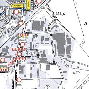 Plan von Sperrung Munninger Straße